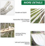Brazilian Deluxe Cotton Fabric Hammock with Wood Spreader Bar and Fringed Macrame - INNO STAGE