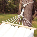 Brazilian Deluxe Cotton Fabric Hammock with Wood Spreader Bar and Fringed Macrame - INNO STAGE