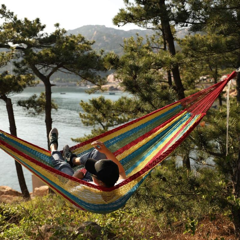 10FT x10FT Family Hammock Portable Mayan Hammock with Carry Bag Matrimonial Size Multi-Color Handmade Yucatan Hammock for Travel Camping Backyard, Porch, Outdoor or Indoor Use - INNO STAGE