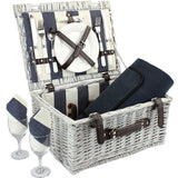 Picnic Wicker Basket 2 Person with Black-and-white Stripe