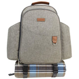 Insulated Picnic Backpack for 2 Persons with Full Set of Tablewares Brushed Khaki