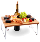 4 Person Portable Wine and Snack Table for Picnic
