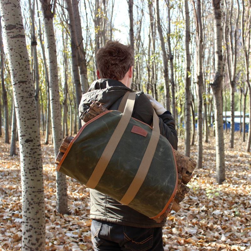 Waxed Canvas Firewood Log Carrier Green(may arrive after Christmas) - INNO STAGE