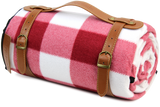 Waterproof Picnic Blanket 79" x 59" Soft Fleece Thick Beach Mat Red Check - INNO STAGE