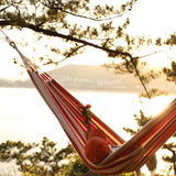 10FT Brazilian Double Hammock 2 Person Canvas Cotton Hammock with Carrying Bag - Red Stripe - INNO STAGE