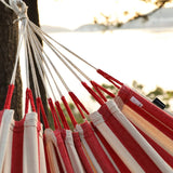 10FT Brazilian Double Hammock 2 Person Canvas Cotton Hammock with Carrying Bag - Red Stripe - INNO STAGE