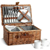 2 Person Willow Hamper Picnic Basket with Cooler Grey Stripe