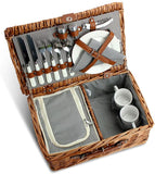 2 Person Willow Hamper Picnic Basket with Cooler Grey Stripe - INNO STAGE