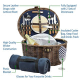 2 Person Unique Willow Picnic Basket with Cooler - INNO STAGE