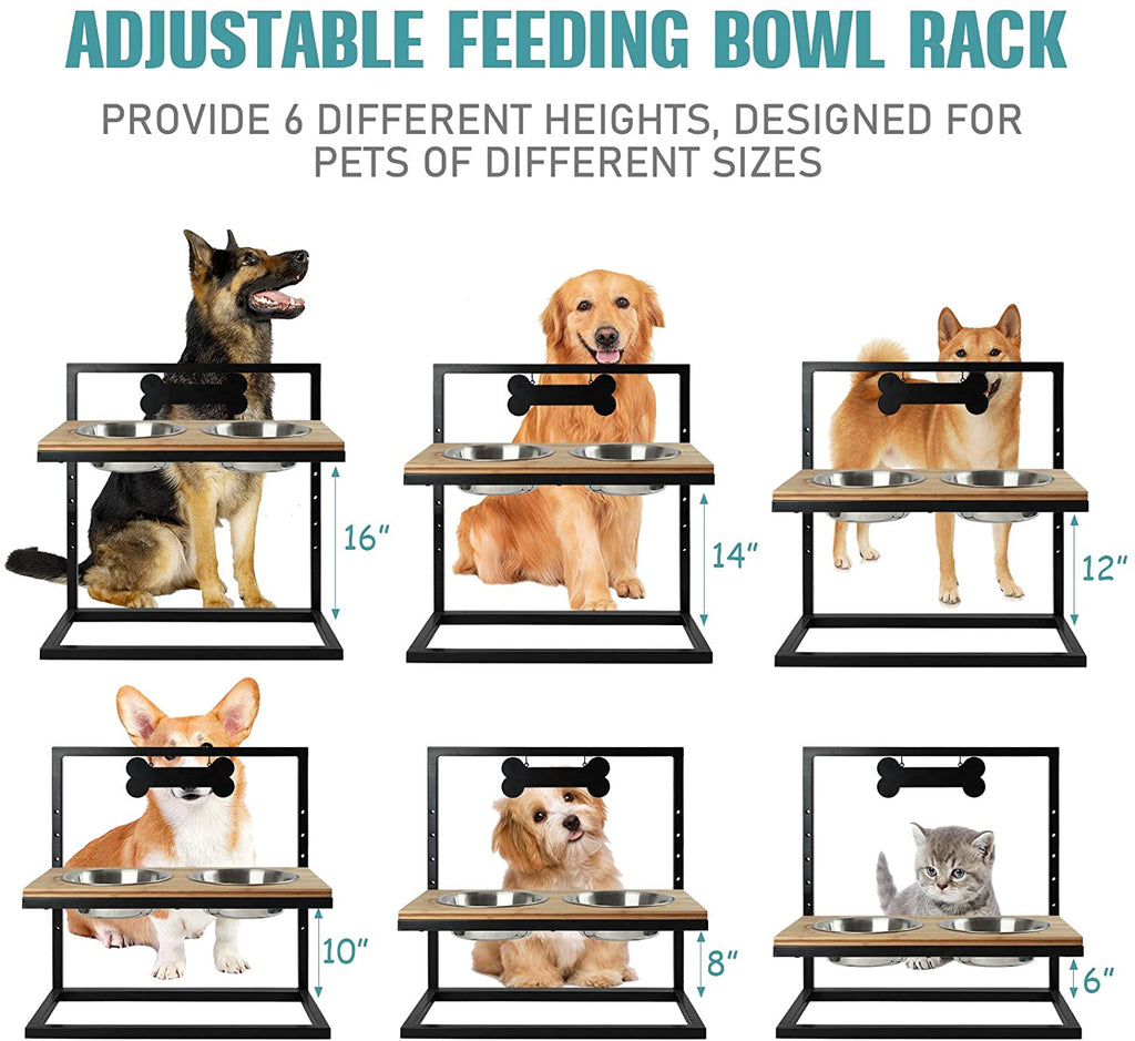 Large Elevated Dog Bowls Feeder Adjustable to 6 Heights - INNO STAGE