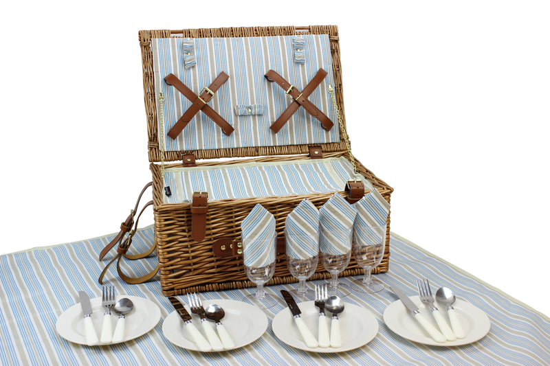 4 Person Classical Picnic Wicker Basket with Cooler - INNO STAGE