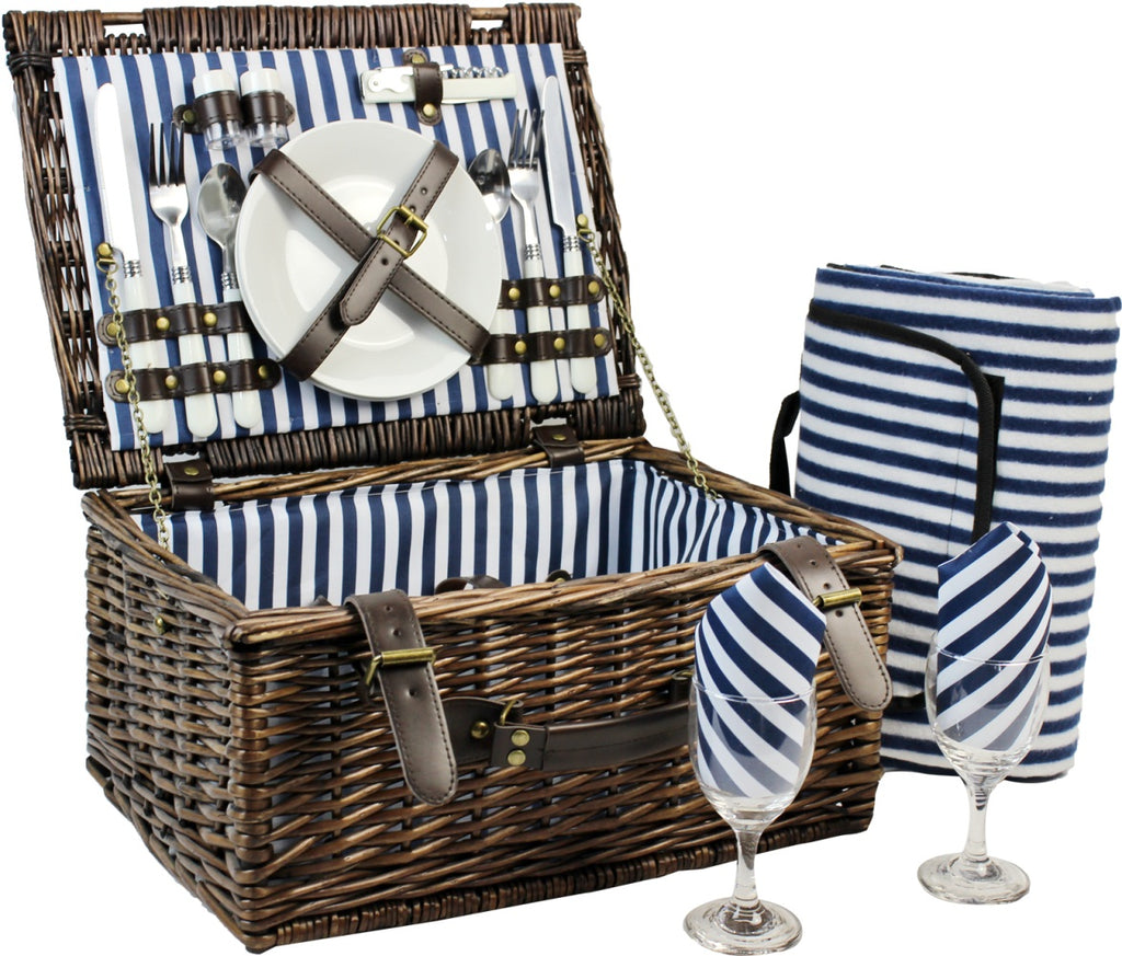 Picnic Basket and Cooler Equipped for 2 in Navy 526-BLB - The Home