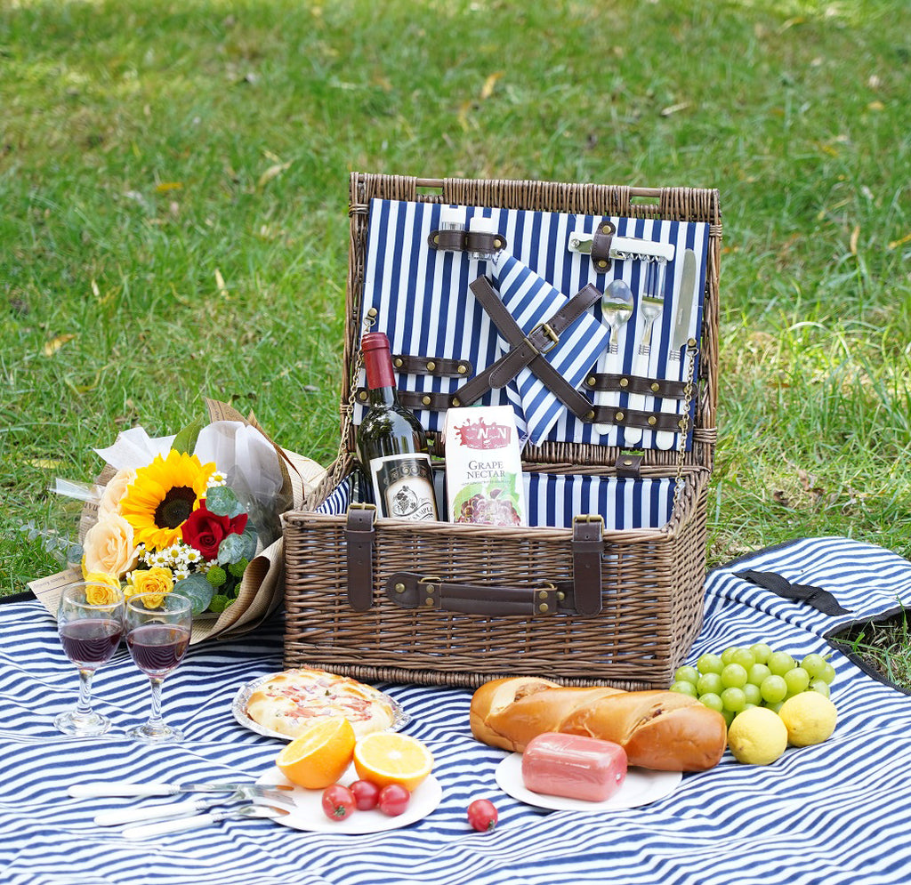 Picnic Basket and Cooler Equipped for 2 in Navy 526-BLB - The Home