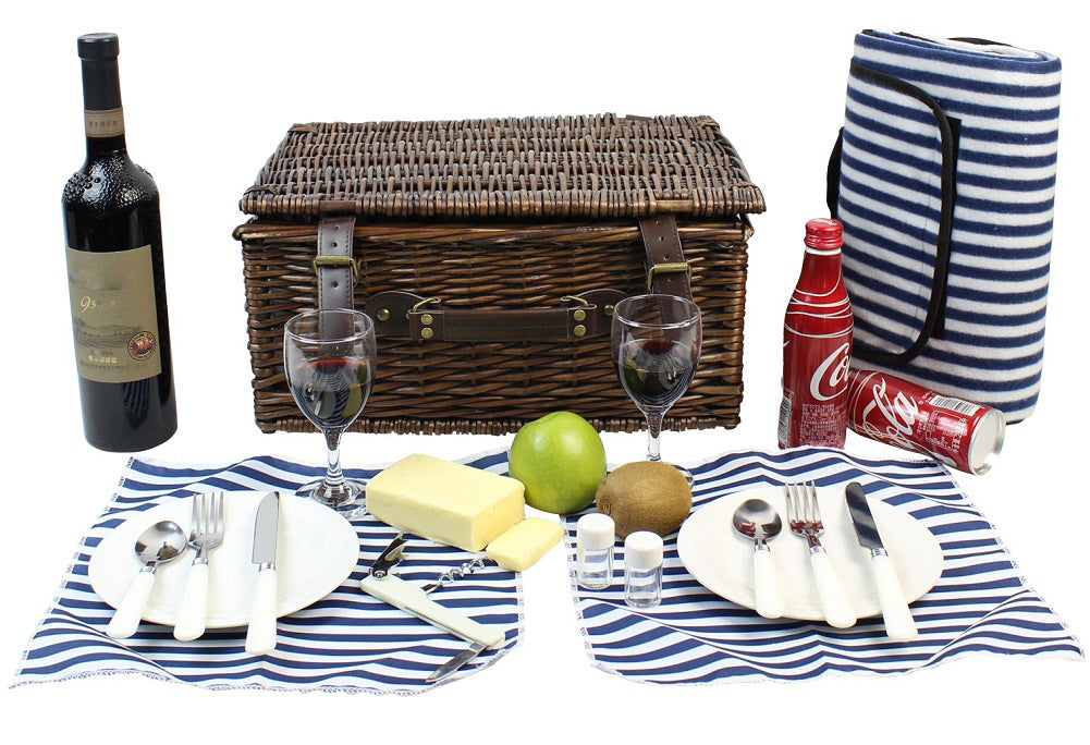 Picnic Basket and Cooler Equipped for 2 in Navy 526-BLB - The Home