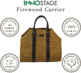 Firewood Log Carrier Tote Bag Waxed Canvas Fire Wood Carrying Hay Hauling Holder for Fireplace Stove Accessories Indoor Outdoor CampingCarrier (may arrive after Christmas) - INNO STAGE