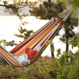 Double Size Cotton Hammock - Woven Hammock Two Person Hanging Camping Bed for Patio, Backyard, Porch, Outdoor and Indoor Use - Color Stripe - INNO STAGE