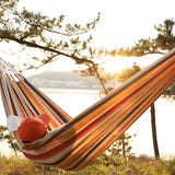Double Size Cotton Hammock - Woven Hammock Two Person Hanging Camping Bed for Patio, Backyard, Porch, Outdoor and Indoor Use - Color Stripe - INNO STAGE