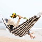 Brazilian Cotton Double Hammock with Carrying Bag - Blue and White Stripes - INNO STAGE