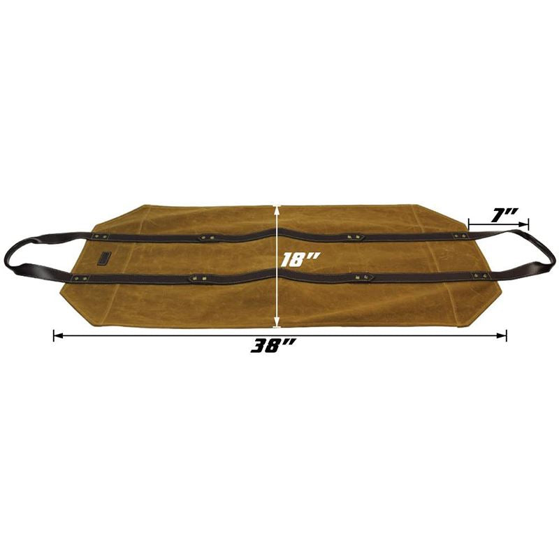 Canvas Firewood Log Carrier Bag, Waxed Durable Wood Tote of Fireplace Stove Accessories - INNO STAGE