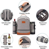 HappyPicnic Insulated Picnic Backpack for 4 Persons with Full Set of Tablewares, Roomy Cooler Compartment, Bottle Holders and Large Waterproof Picnic Rug - INNO STAGE