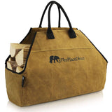 Heavy Duty Waxed Canvas Log Carrier Tote Bag Extra Large Durable Firewood Holder