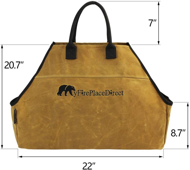Heavy Duty Waxed Canvas Log Carrier Tote Bag Extra Large Durable Firewood Holder - INNO STAGE
