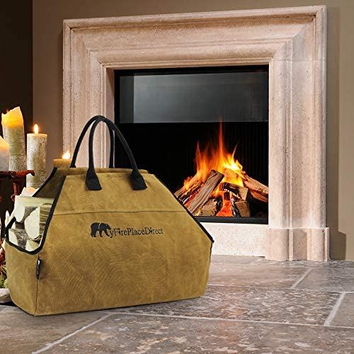 Heavy Duty Waxed Canvas Log Carrier Tote Bag Extra Large Durable Firew ...