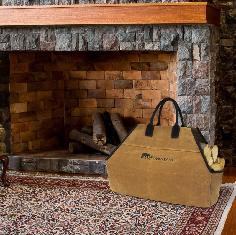 Heavy Duty Waxed Canvas Firewood Log Carrier - Foldable Tote Bag For Fireplace & Camping
