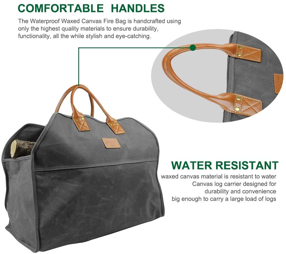 Heavy Duty Wax Canvas Log Carrier Tote Rust - INNO STAGE