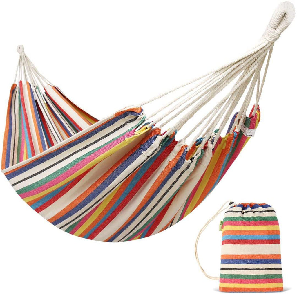 Brazilian Hammock Portable Hammock Extra Large Canvas Hammock with Carry Bag for Patio Porch Garden Backyard Lounging Outdoor and Indoor - INNO STAGE