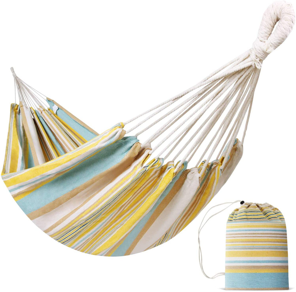 Brazilian Hammock Portable Hammock Extra Large Canvas Hammock with Carry Bag for Patio Porch Garden Backyard Lounging Outdoor and Indoor - INNO STAGE