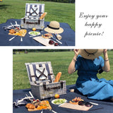 Picnic Wicker Basket 2 Person with Black-and-white Stripe - INNO STAGE