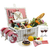 2 Person Romantic Red Wicker Picnic Basket with Cooler