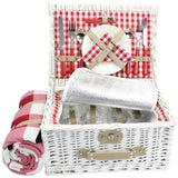 2 Person Romantic Red Wicker Picnic Basket with Cooler - INNO STAGE