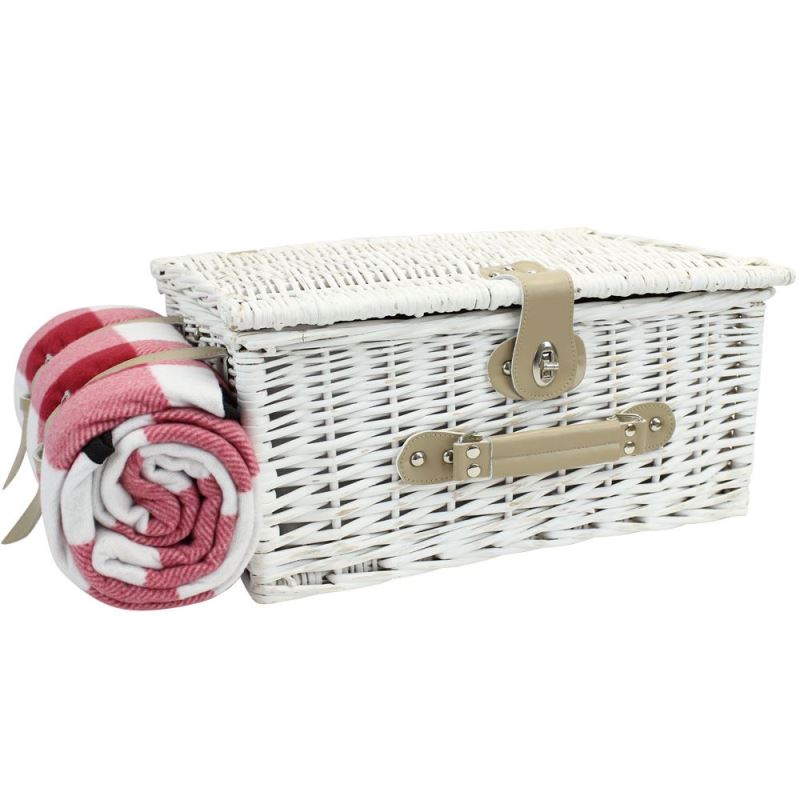 2 Person Romantic Red Wicker Picnic Basket with Cooler - INNO STAGE