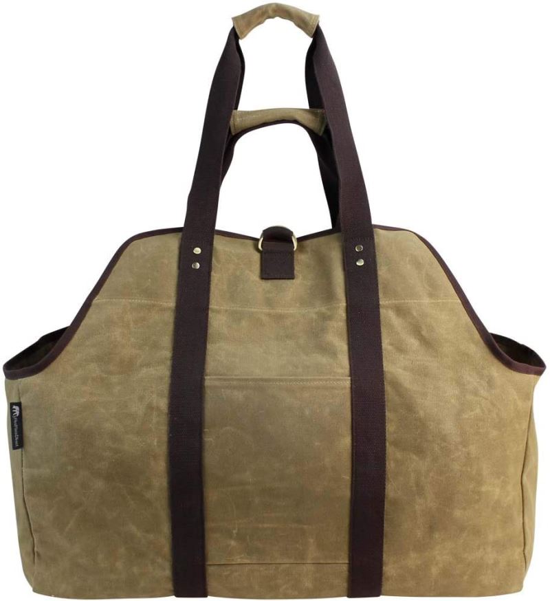 Waxed Canvas Log Carrier Tote Bag Extra Large Durable Firewood Holder(may arrive after Christmas) - INNO STAGE