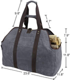 Waxed Canvas Log Carrier Tote Bag Extra Large Durable Firewood Holder Grey - INNO STAGE