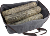 Waxed Canvas Log Carrier Tote Bag Extra Large Durable Firewood Holder Grey - INNO STAGE