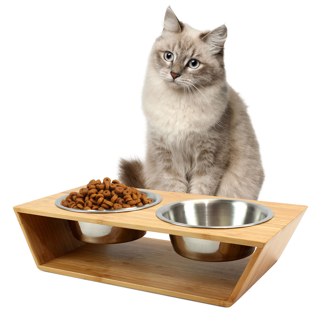 Elevated Dog Bowls for Small Dogs, Elevated Cat Bowls for Indoor Cats, Adjustable Raised Dog Bowl Stand, Raised Cat Food Bowls with 2 Stainless Steel