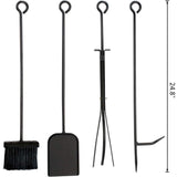 Firewood Rack Fireplce Firepit Tools Set Wood Log Holder for Fire Place Outdoor Indoor Accessories-2 Layer Iron with Brush, Shovel, Tong, Hook - INNO STAGE