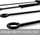 Firewood Rack Fireplce Firepit Tools Set Wood Log Holder for Fire Place Outdoor Indoor Accessories-2 Layer Iron with Brush, Shovel, Tong, Hook - INNO STAGE