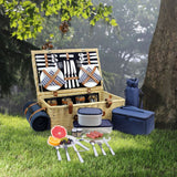 4 Person Natural Wicker Picnic Hamper Basket Deluxe Service Set - INNO STAGE
