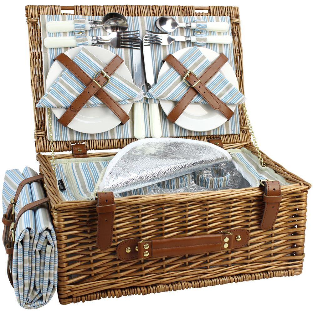 4 Person Classical Picnic Wicker Basket with Cooler - INNO STAGE