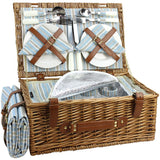 4 Person Classical Picnic Wicker Basket with Cooler