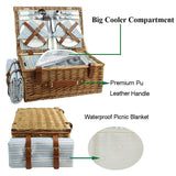 4 Person Classical Picnic Wicker Basket with Cooler - INNO STAGE