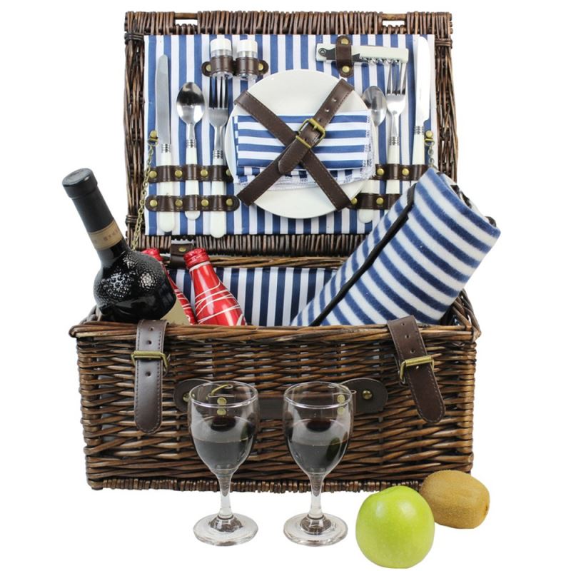 2 Person Picnic Willow Hamper Navy Stripe - INNO STAGE