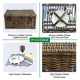 2 Person Picnic Willow Hamper Navy Stripe - INNO STAGE