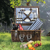 2 Person Picnic Willow Hamper Navy Stripe - INNO STAGE