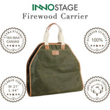 Waxed Canvas Log Carrier Tote Bag Green(may arrive after Christmas) - INNO STAGE