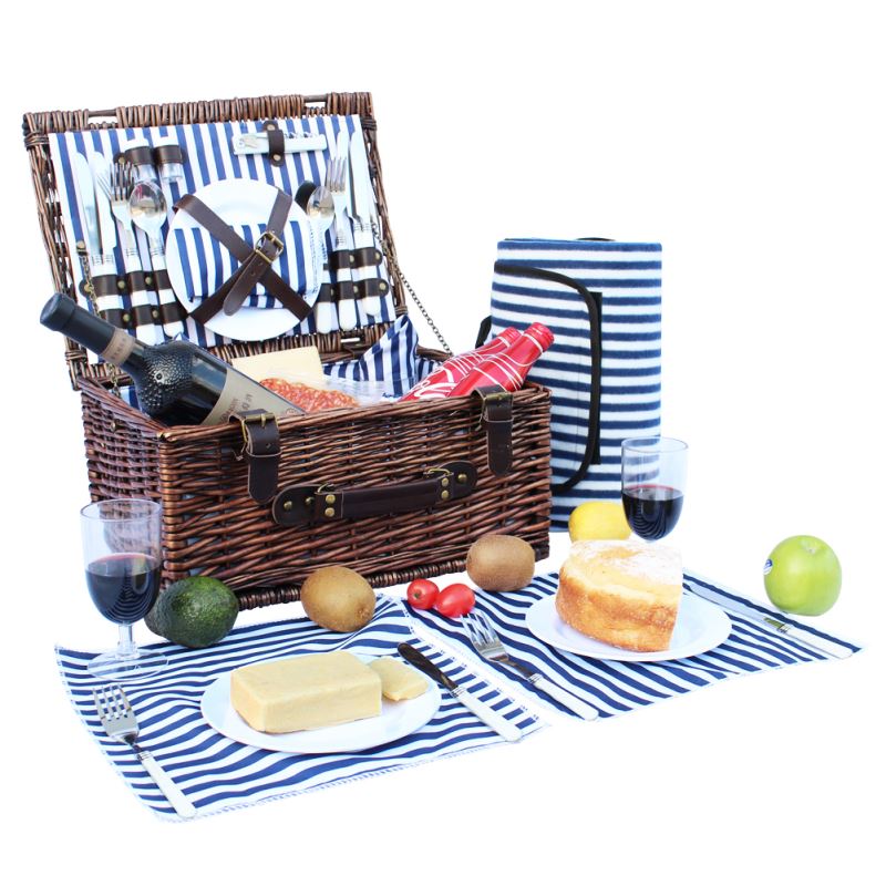 4 person picnic top basket with blanket